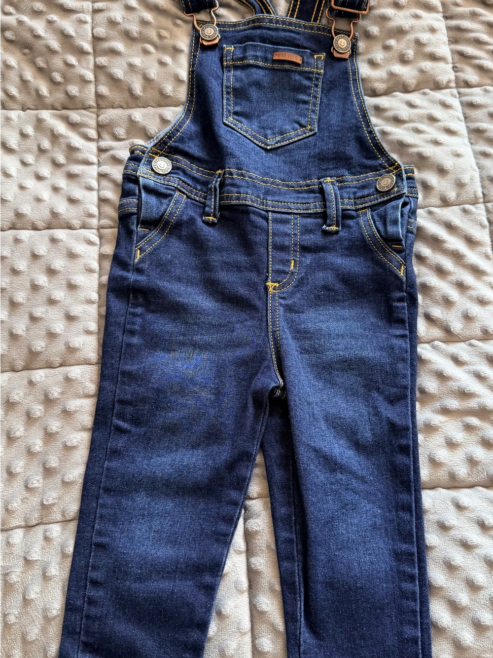 Kids Dark Blue Denim Overalls with Adjustable Straps